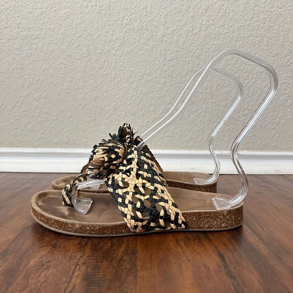 ULLA JOHNSON Netta Toe-Ring Weaved Sandal Pom-Pom Multi - Picture 2 of 11